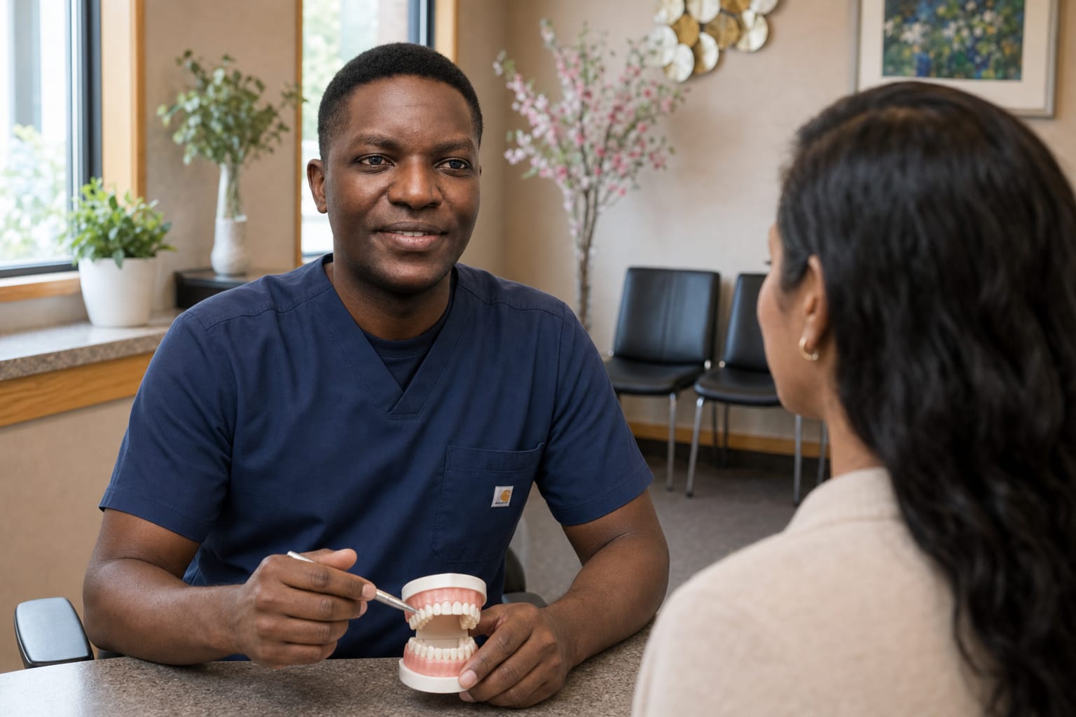 Dentist with patient